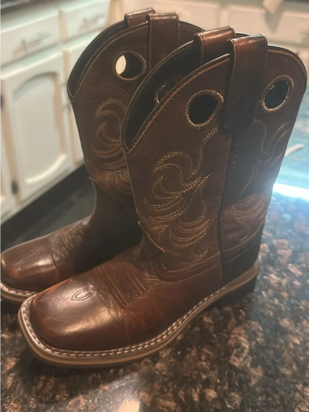 Kids Brown Western Pull-On Cowboy Boots